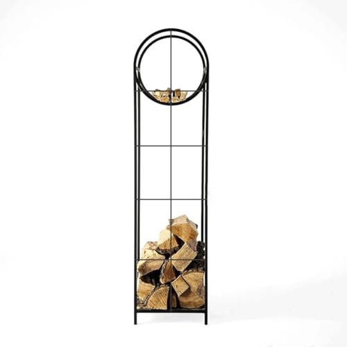 Portalegna da ardere in ferro battuto per esterni per terrazza in metallo per tronchi di legno