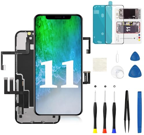 Écran LCD de rechange pour iPhone 11 avec écouteur, câble flexible et capteur de proximité 3D Touch FHD Incell Display Digitizer Assemblage complet avec kit de réparation A2111 A2221 A2223
