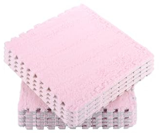 LOPYXBR 12Pcs Pink Foam Mat 30x30x1cm Soft Mats for Floor Foam Squares, Foams Mat Tiles Pink with Edges, Non-slip Plush Interlocking Floor Mats for Home Floor Protection
