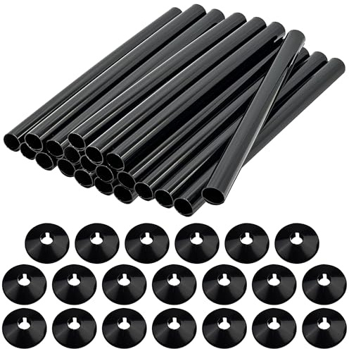 20 PCS Radiator Pipe Covers and Pipe Collars Black 200mm x 15mm Pipe Snap On PVC Plastic Radiator Caps 15mm Pipe Covers Thickened Radiator Sleeves