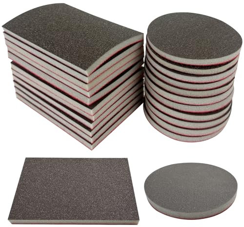 22 Pezzi Spugna Abrasive Grana 120-3000, Spugne Abrasive da Fine a Grossa, Paglietta Abrasiva Carta Vetrata per Legno, Muro, Carrozzeria, Ferro, Plastica