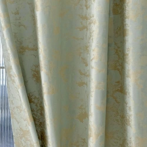 Amidoudou 1 Paar Nordic Style Luxuriöse Verdunkelungsvorhänge, Lichtgrün mit Goldschimmer, Strukturierter Stoff, Schwerer Stoff，Modernes Design (Lichtgrün,2-Set H245 x B140 cm)