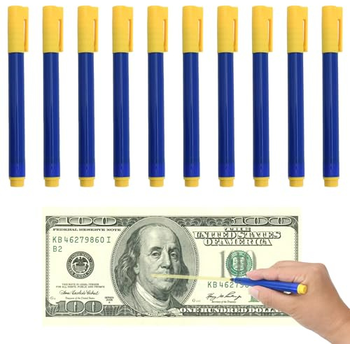 Godneei 10 Pezzi Verifica Banconote False, Portatile Efficiente Rilevatore Banconote False, Rilevamento Soldi Finti, per più Valute e Sedi