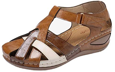 Generic Sandalias Ortopédicas Para Mujer, Espolón Calcáneo, Zapatos De Verano, Sandalias De Trekking, Ultra Cómodas, Antideslizantes, Cuña Cerradas Con Plantilla Suave, Talla 39, Color Café