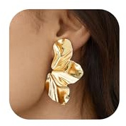 Kakonia boucle d'oreille clip,or boucle d oreille clip femme - fleur clips oreilles non percées grosse boucle d'oreille femme hypoallergénique pendante faux piercing oreille - tordu