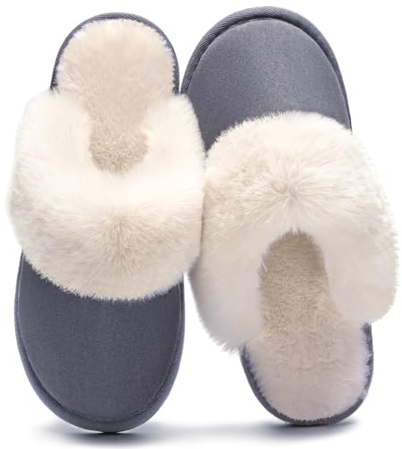 Misolin Womens Slippers With Memory Foam Fluffy Slip-on Winter House Shoes