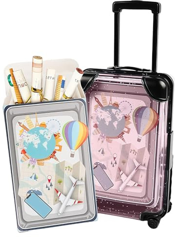 LUMOOM Mini-Reisekoffer, Spardose Reisekoffer für Urlaub Geschenk, Reise Urlaubskasse, geldgeschenk Geburtstag Hochzeit, Reisekasse, Kleiner Koffer geschenkbox (Rosa)