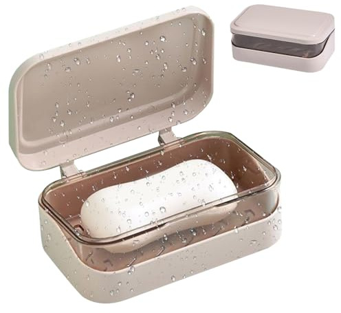Krmoau Boîte à Savon Portable - Porte-Savon avec de Drainage - avec Couvercle - pour Voyage, Baignoire, Douche, Camping