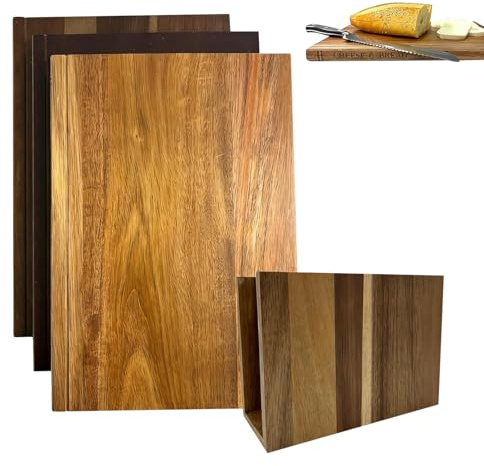Planche à découper, 3 pièces en bois en forme de livre renforcé, planche à découper pour cuisine, fromage, viande, légumes, nourriture pour la maison, famille et amis, usage intérieur