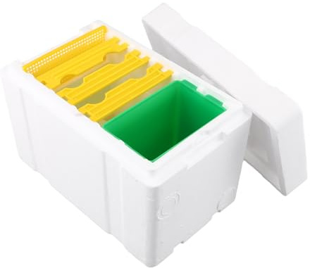 MonoSora Queen Bee - Caja de apareamiento de mini colmena para cría y cosecha, madera de cedro y estructura de espuma, 24 x 16,5 x 15 cm, blanco, amarillo y verde