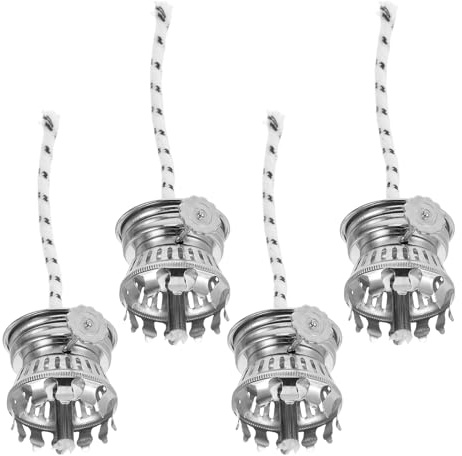 Artibetter Lot de 4 Mèches Rondes en Coton avec Collerette Réglable pour Lampe à Pétrole, Accessoires de Remplacement en Alliage de Zinc, pour Éclairage Intérieur et Extérieur, Camping