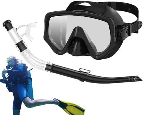 Dyk- och snorklingsutrustning Panoramavy, helansiktsmask, silikonset | Torrtopp Snorkel Set Simträning Och Vattensport För Entusiaster, Undervattensupplevelser Samt Strandresor