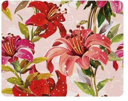 Eslifey rektangulär musmatta, grön lilja blomma utökad skrivbord musmatta med halkfri gummibas, skrivbordsdyna skydd för spelare, kontor och hem, 28,9 cm x 22,8 cm