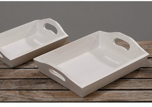 Vassoio in legno vassoio A. legno casa di campagna BIANCO ANTICATO 25 cm