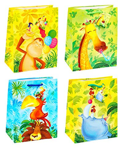 TSI Geschenktüten ZOOTIERE, 12er Packung, Größe: Mittel (HxBxT 23 x 18 x 10 cm), Art. Nr. 84012