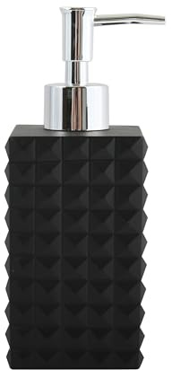 MSV Seifenspender Kubik | mit Pumpe | Flüssigseifen-Spender | Polyresin | 300ml | Langliebig und Robust | Schwarz