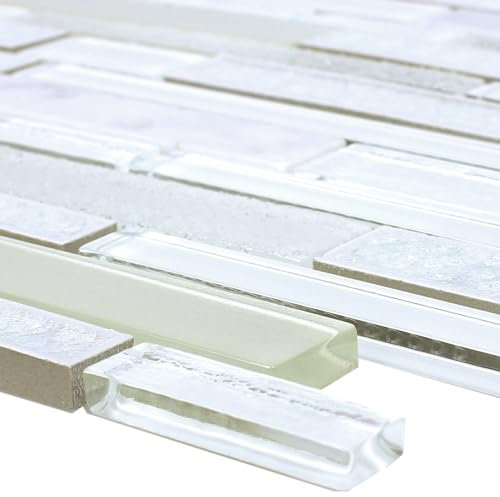 Glas Naturstein Keramik Mosaikfliese Kozan Weiss