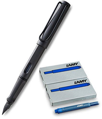 Lamy Füllhalter Safari umbra matt (Füller + Patronen, blau, Federstärke - F)