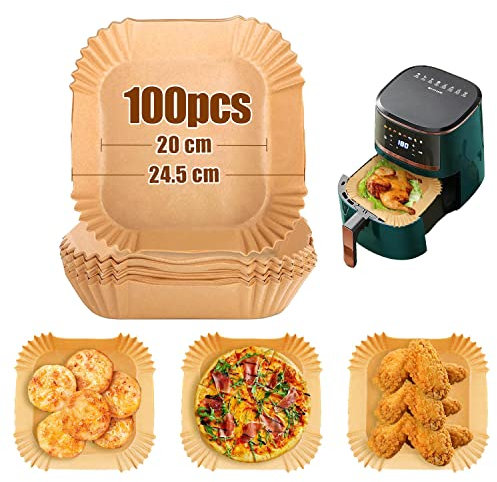 Varmluftsfritös bakplåtspapper, varmluftsfritös bakplåtspapper, 100 stycken, 20 cm bakplåtspapper varmluftsfritös , varmluftsfritös -liners, varmluftsfritös -papper, varmluftsfritös , bakpapper kantigt, bakpapper för varmluftsfritös