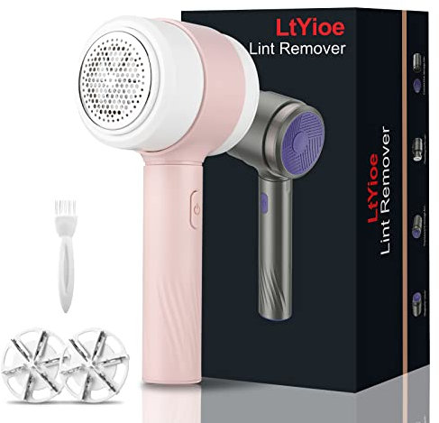 Levapelucchi Elettrico LtYioe Ricaricabile USB Leva Pelucchi Lana Portatile con Adsorbimento Magnetico, Potente Aspirazione & Lame di Ricambio, Togli Pelucchi per Tutti i Tessuti(Rosa)