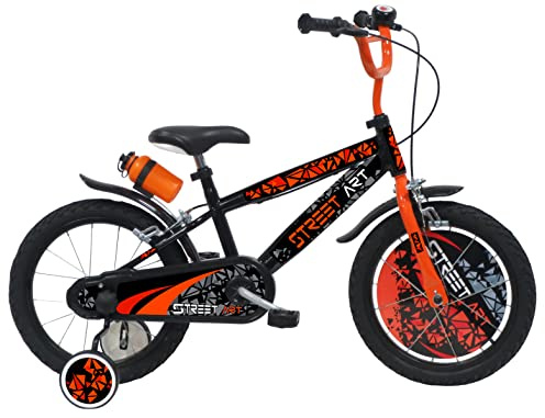 Street Art Jungen kinderfahrrad16 Zoll fahrrad16zoll, schwarz und orange, 16