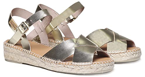 Women's leather espadrille - ESTHER - Platinum, 39 EU