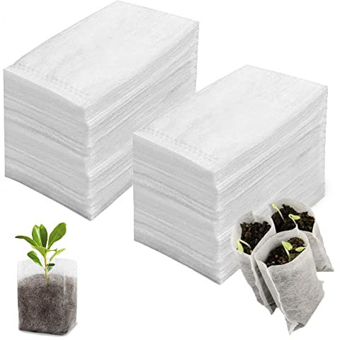 600 Pièces Sac de Semis 12 x 10 cm Biodegradables Sac de Pépinière Sac de Plantation Non Tissé pour Plantes Semis Sacs de Croissance d'élevage