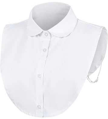 MELLIEX Faux Col Femme, Amovible Col Chemisier en Coton Faux Demi Chemises Faux Collier de Poupée Insert Col pour Femmes, Blanc