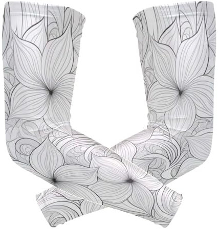 WDdZzyy Flache geometrische Muster Lilie Einfache Linie Armschutz Ärmel (1 Paar), UV-Sonnenschutz, Armabdeckungen für Erwachsene, Tattoo-Abdeckung, M, Flaches geometrisches Muster, Lilie, einfache