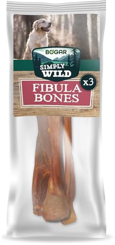 Bogar - Simply Wild - Chuches Naturales - Snacks para Mascotas en Complemento Alimenticio - Huesos del Peroné x3-100% Cerdo Seco - Premios Saludables para Mascotas - Ayuda a la Masticación