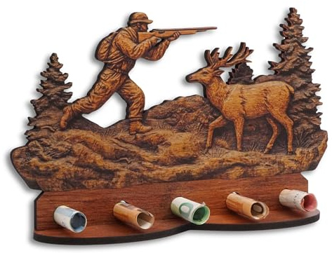 DRO Design Geldgeschenke, Geschenkverpackung Holz-Optik Jagd Motiv – Bargeldgeschenk, Geldpräsent, Kreatives Geldgeschenk, Geburtstag, Hochzeit, Weihnachten