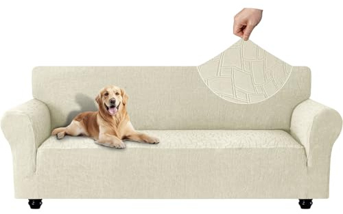 Ystyle Sofföverdrag För 4 Sits, Stretchigt Soffskydd Med Armstöd, Universellt Sofa Covers, Fläcksäkert Skyddsöverdrag, Halkfritt Överdrag Soffa, Couch Cover Maskintvättbart, Beige
