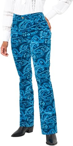 Joe Browns Women's Paisley Velvet Moleskin Flared Trousers Casual Pants, Red, 10