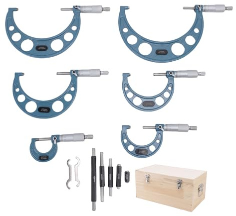 THEOTIME 6 PCS Micromètres extérieurs Ensemble de micromètres, 0-150 mm Plage 0,01 mm Micromètre de graduation Set 0,01 mm Précision Micromètre machiniste avec boîte pour mesures