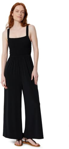 Amazon Essentials Mono sin mangas con cuello cuadrado y pierna ancha Mujer, Negro, M