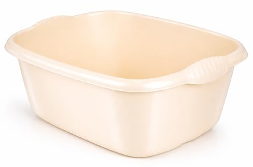 Washing Up Bowl Large Rectangular Basin for Dishwashing, Soaking, and Mixing Tasks 12 Litre Capacity (1, Soft Cream)