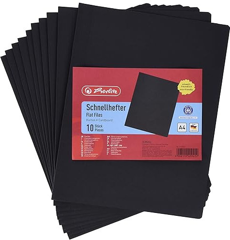 Herlitz Schnellhefter A4 Karton, gefaltet, schwarz intensiv, 10 Stück