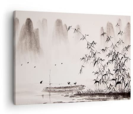 ARTTOR Lienzos decorativos bambú negro china Cuadro Sobre Lienzo Moderno 70x50cm Cuadros Decoracion Salon Dormitorio Cocina Cuadros Pared Imágenes Wall Art Prints Decor Canvas AA70x50-3116