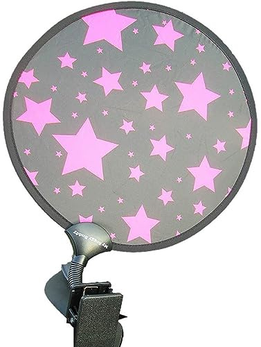 My Buggy Buddy Sunshade for Pram/ Car Seat, Universal Fit Parasol, UPF 50+ Protection, Easy Fold Away/ Pop Open, 34 cm Diameter, Pink Stars