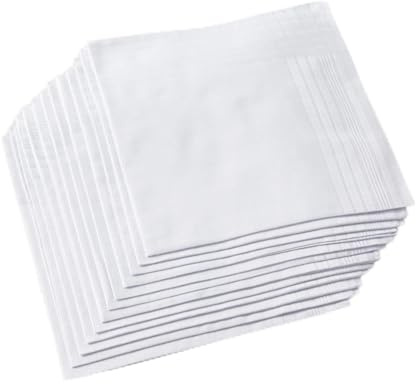 Ricosky Men's Pure White 100% Cotton Handkerchief