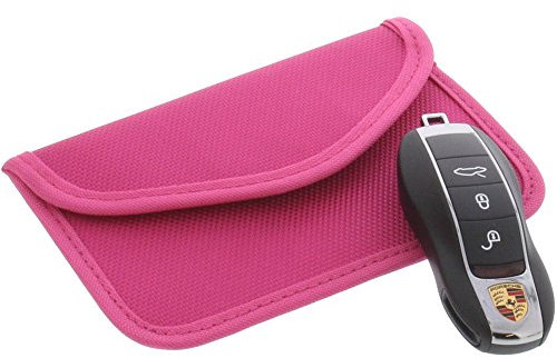 foto-kontor Strahlenschutz Tasche Pink für Keyless Schlüssel Entry Open Go Diebstahl Schutz kein Signal Abfangen XL