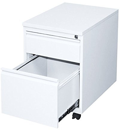 Lüllmann Büro Rollcontainer komplett montiert Bürocontainer mit Hängeregistratur für DIN A4 Hängemappen weiß 505207 Größe: 620 x 460 x 600 mm