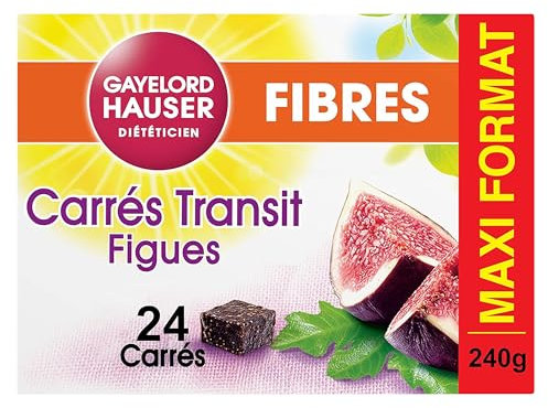GAYELORD HAUSER - Carrés Transit Figues et Fibres - Spécial Transit - Source de Fibres - Maxi Format - 24 Carrés - Paquet 240 g