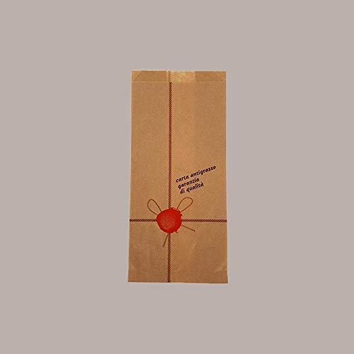 Lucgel Sacchetti per Alimenti Take Away, 14x30 cm, Carta Politenata Antigrasso Avana, Fantasia Ceralacca, 1000 Pezzi