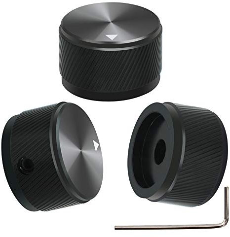 mxuteuk 3Stücke Gitarre Knobs schwarz Gitarre Knöpfe Potiknöpfe Audio Lautstärkeregler Aluminium Rotary Potentiometer Drehknoepfe für E-Gitarren Bassschraube Ersatzteil Typ25x15,5mm(d * h)KNOB-06-25BK