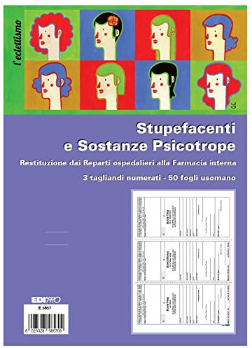 EDIPRO - E5857 - Blocco restituzione dai reparti ospedalieri di stupefacenti e sostanze psicotrope buoni a 3 sezioni numerati 50 fogli f.to 22x29,7