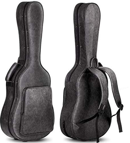 CAHAYA Akustikgitarre Koffer Hardshell 20mm dicke Polsterung Wasserdichtes PU-Design Einfache Reinigung, geeignet für 40 41 Zoll Akustikgitarre Black CY0235