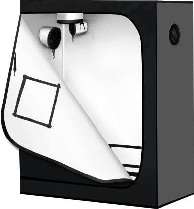 iPower 48x24x60 Mylar Hydroponic Water-Resistant Grow Tent with Observation Window and Removable Floor Tray for Plants Seedling, Propagation, Blossom, 2 x 4 ft