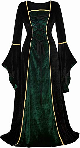 Josamogre Renaissance Femmes Robes Médiévale Velours Manches Longues Parti Déguisements Costume Halloween De Mariée Gothique