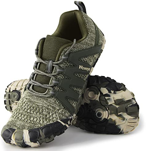 Weweya Barefoot Shoes Men Workout Running Cross Training Five Fingers Outdoor Minimalist Running Trail Runners Shoe Size 10 Camouflage Green